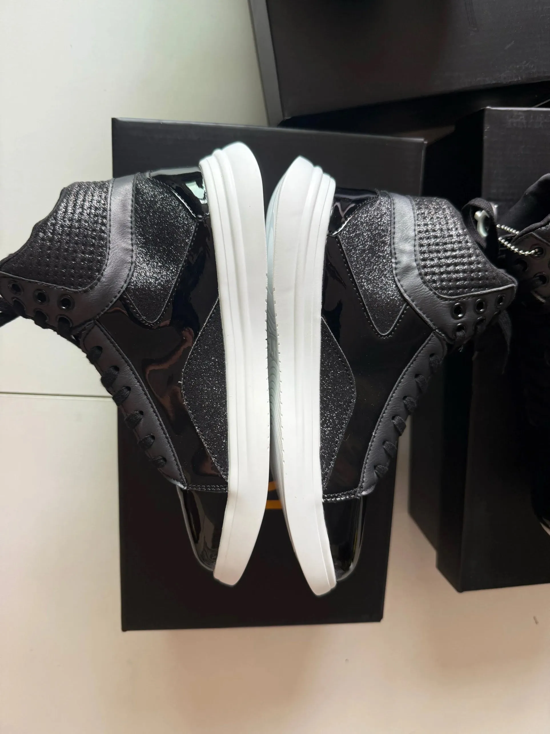 SpinSole High Top Dance Sneaker- BLACK Slip Resistant Pattern