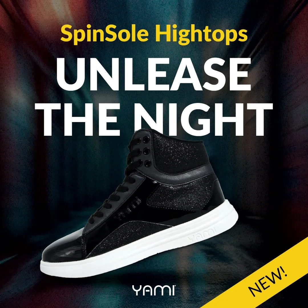 SpinSole High Top Dance Sneaker- BLACK office workers