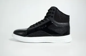 worker - style Vibrant Design SpinSole High Top Dance Sneaker- BLACK