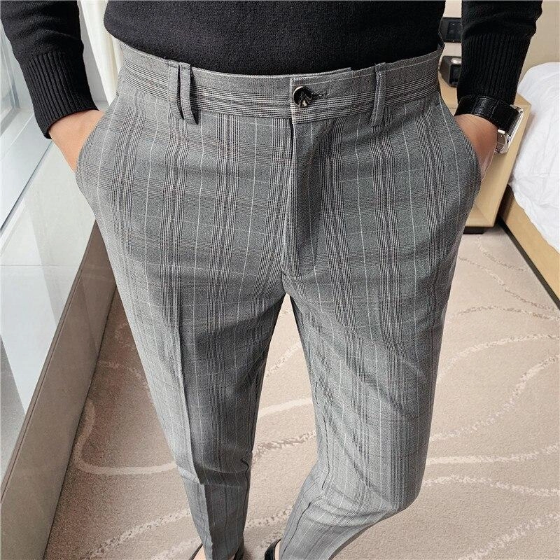 West Louis? Plaid Gentleman Checked England Pants SmoothGripFastenings