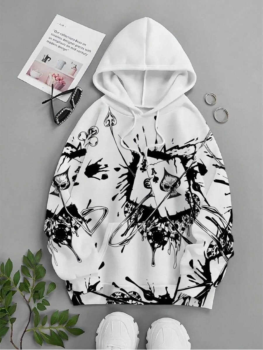 Gambler Ink Playing Cards 3D Digital Printing Hoodie sunny day wear