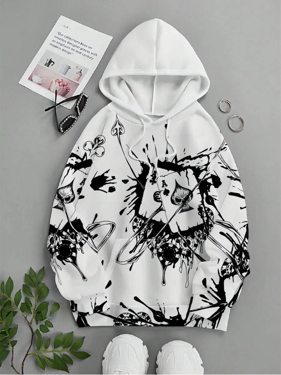 waterproof Gambler Ink Playing Cards 3D Digital Printing Hoodie