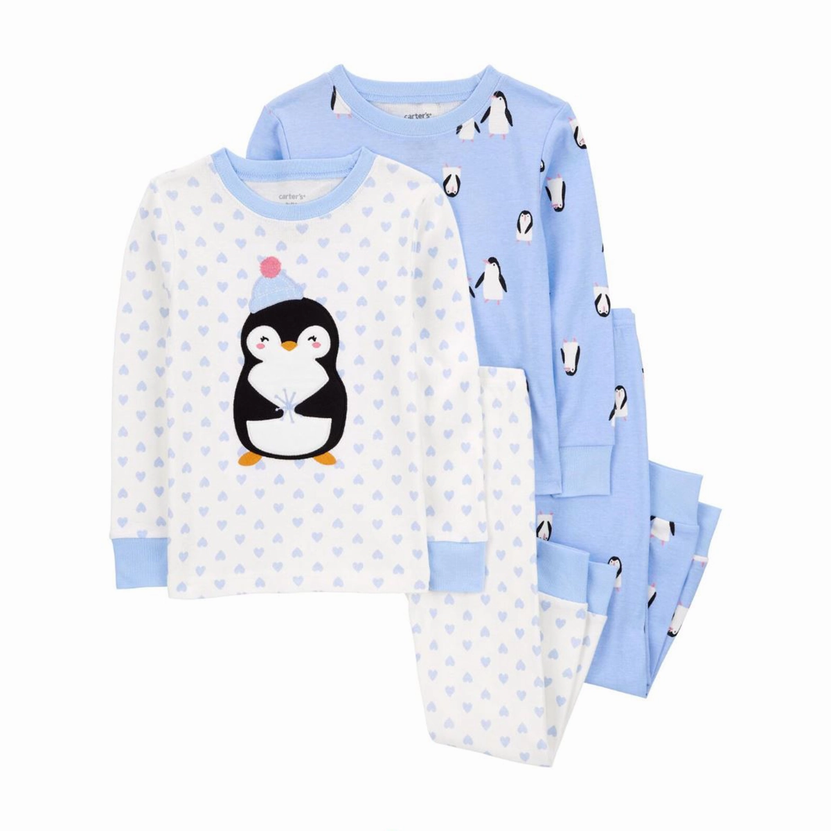 Girls' 4-Piece Penguin 100% Snug Fit Cotton Pajamas R494210 Fire Glow TaglessLabel