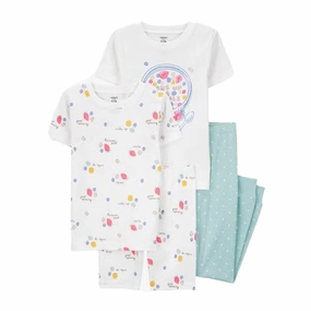 Saga Fit Girls' 4-Piece Short-Sleeve Breakfast Cereal Pajama Set 3S902910