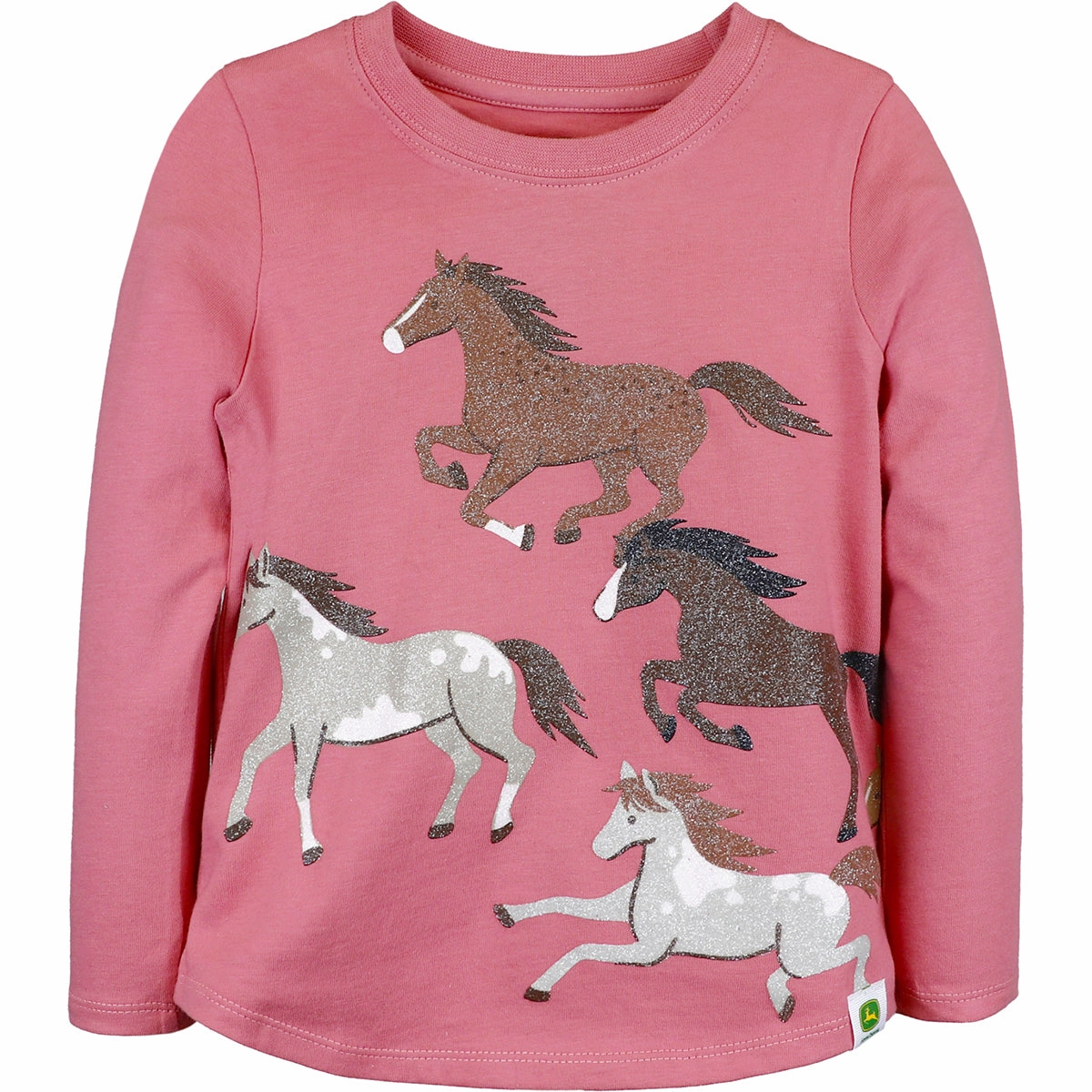 SheerLayeredPanels TagFreeDesign Girls' Long-Sleeve Horse T-Shirt J2T646PY