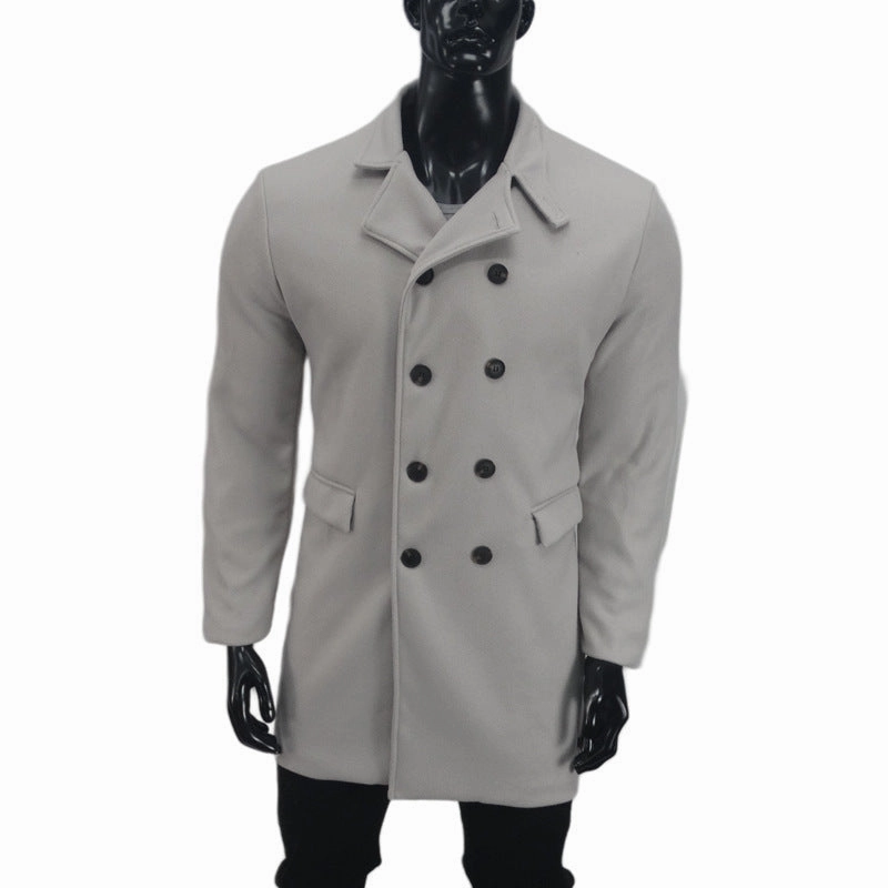 European And American New Plus Size Woolen Coat Men No Collar