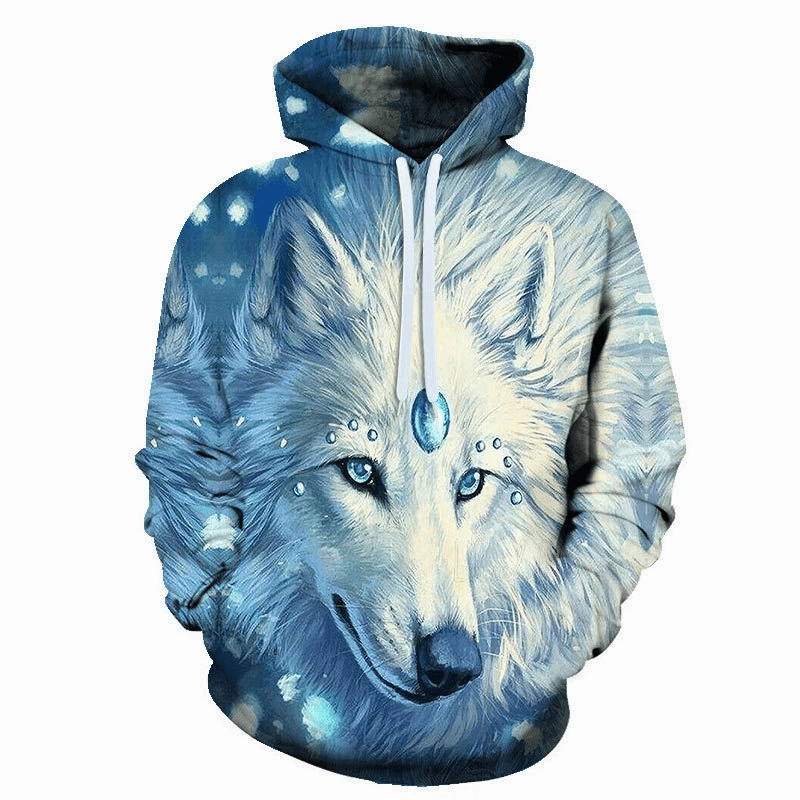 Animal Wolf 3D Digital Printing Men'S and Women'S Loose Sports Hoodie Sweater Fashionable Look product personalization
