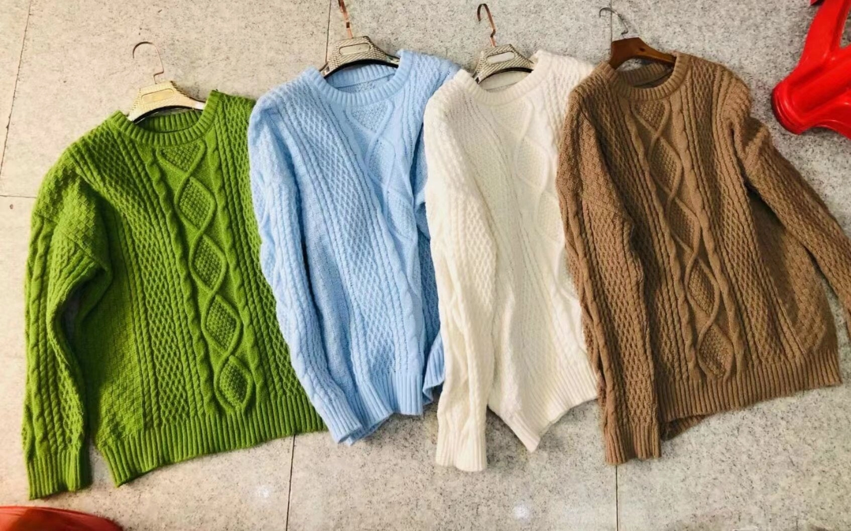 Green Diamond Sweater For Women In Autumn And Winter Thickened Loose Retro Lazy Style Sweet Fried Dough Twist Knitting Top Pre Shrunk Cotton Blend