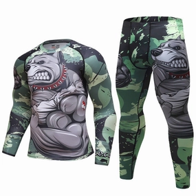 Urban Run Mens Tracksuit Set D Animal Compression T-Shirt Pants Skin