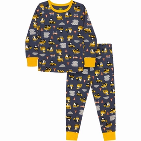 ZeroWaste Production Boy's Construction Long-Sleeve Pajama Set J4S581