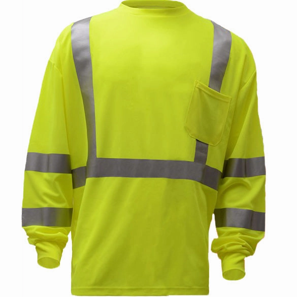 High Vis Class 3 Safety Long Sleeve T-Shirt 5505 Breathable Stretch Fabric StaticResistantTextile