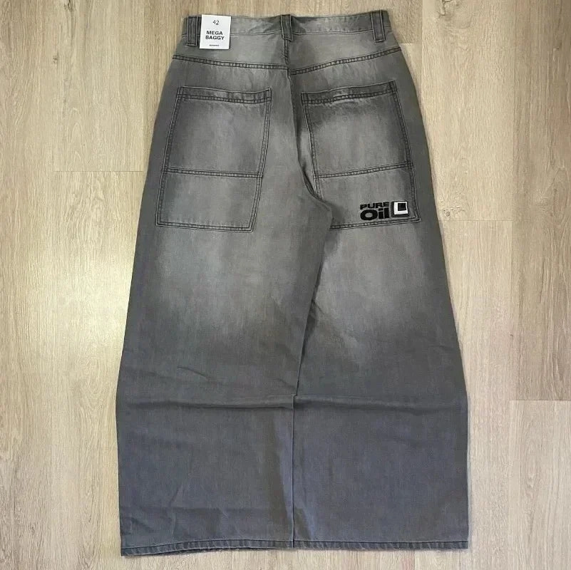 Side-Zip Elegant Line Hip-Hop Baggy Jeans