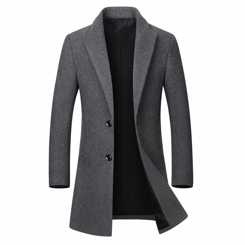 Anti Glare Trim West Louis? High-End Thickened Warm Business-Men Woolen Trench Coat