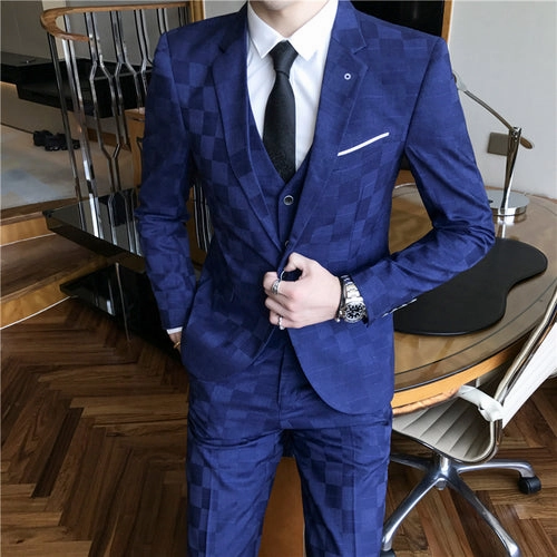 Elegant Office Fit Comfortable Tailoring West Louis? Tailor Business Elegant Plaid 3 Piece Slim Suit