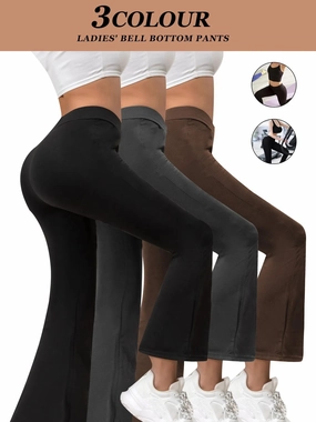 3pcs Butt-Lifting Flare Yoga Pants High Waist, Ultra Stretch, Naked Feel Leggings For Women slim fit