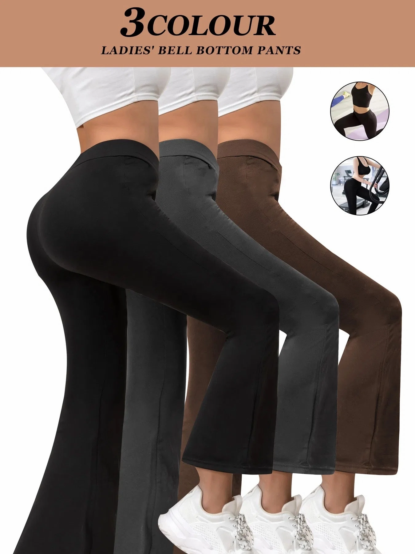 3pcs Butt-Lifting Flare Yoga Pants High Waist, Ultra Stretch, Naked Feel Leggings For Women Flexible Waistband