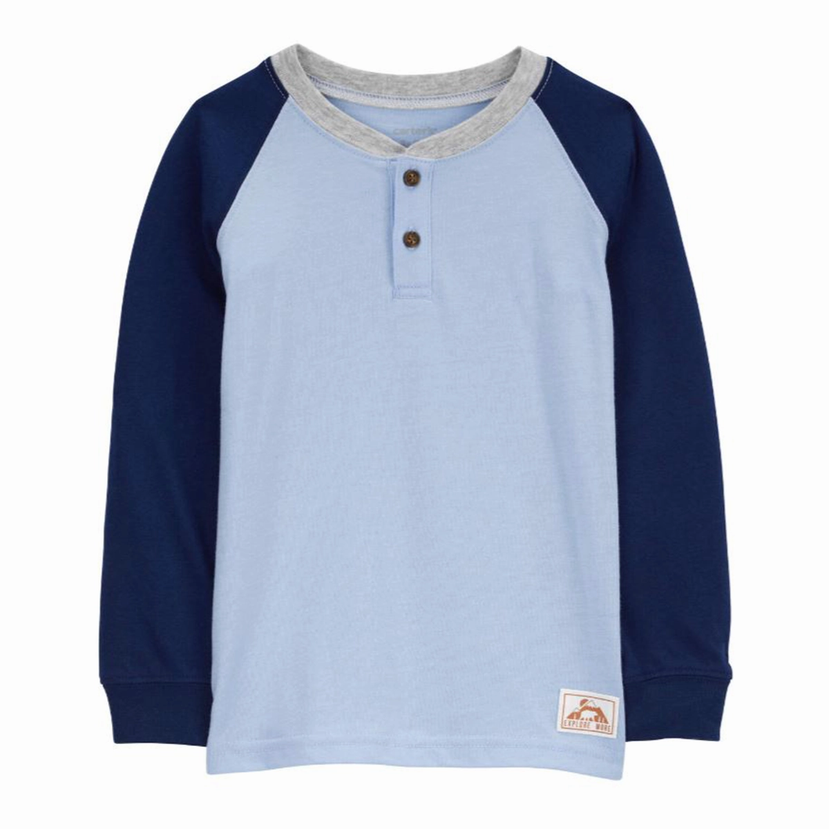 Glitter Fit Ocean Glow Boy's Raglan-Sleeve Henley Tee