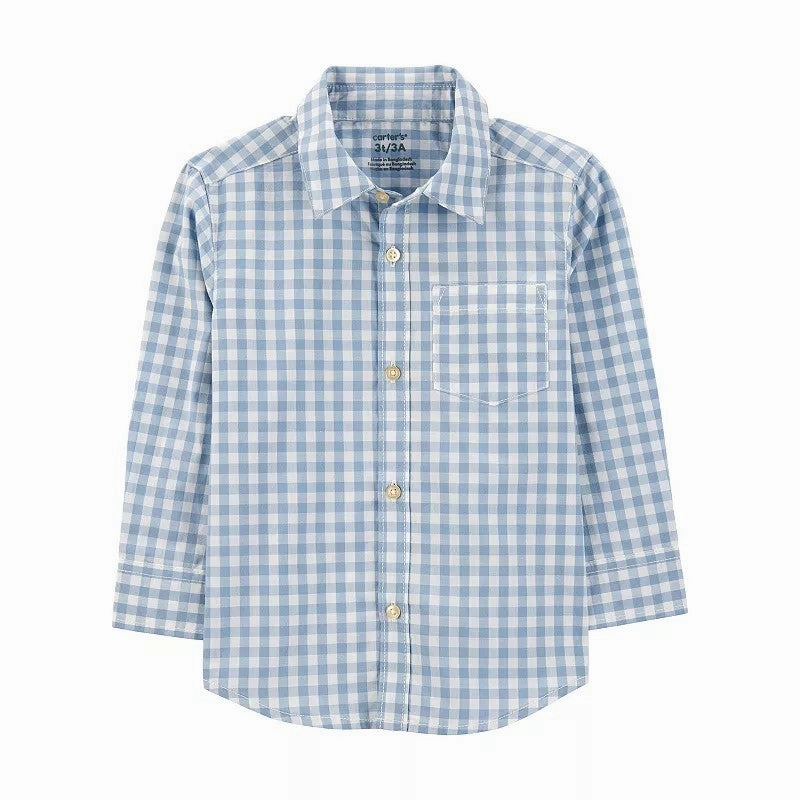 Boys' Plaid Long-Sleeve Button Down Shirt 3S487210 Calm Tone Energy Flow