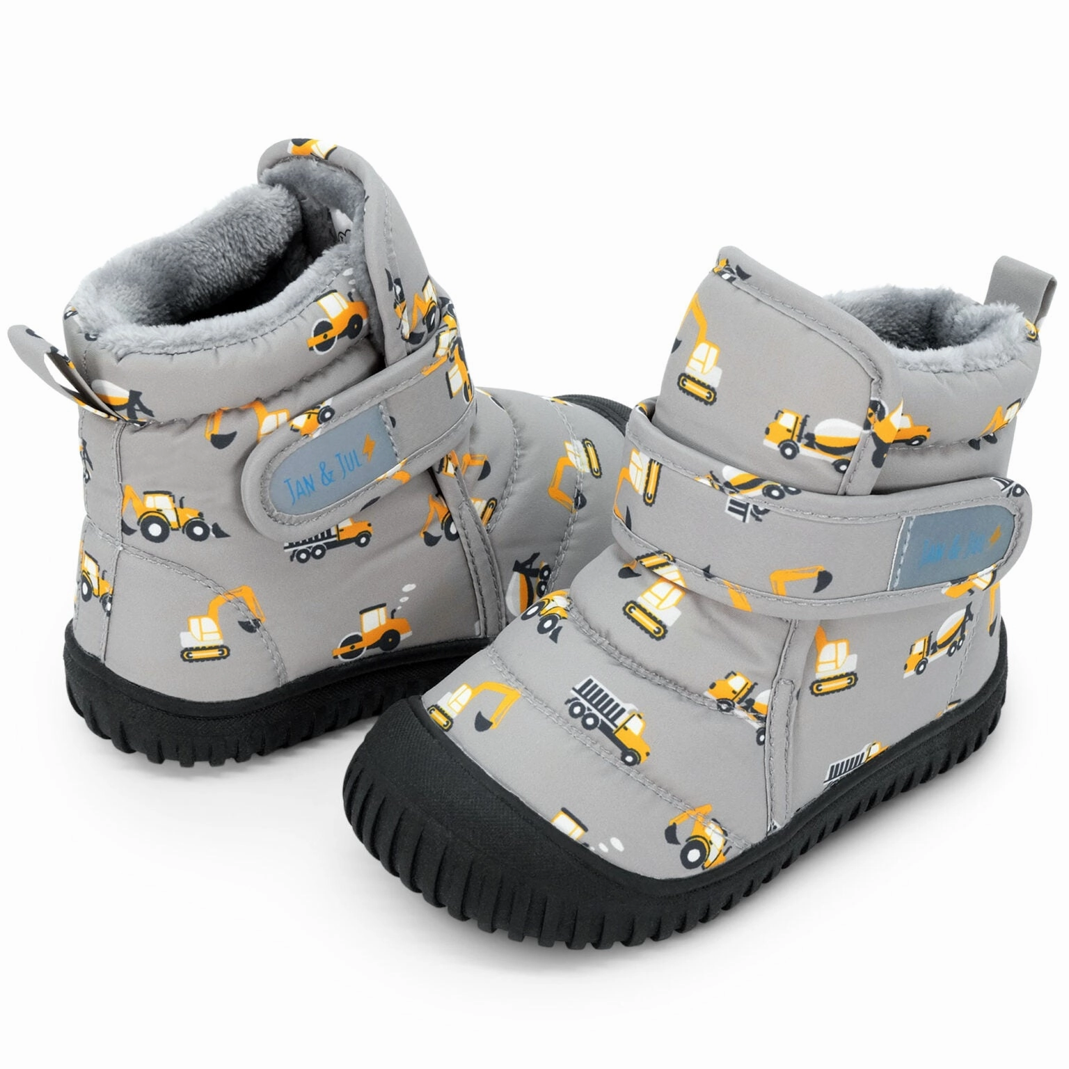 Jan & Jul Toasty-Dry Booties - Grey Construction Padded Heel Easy Closure