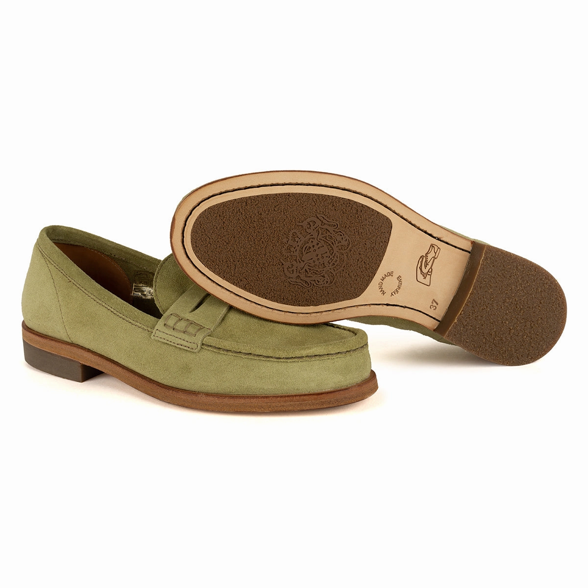 JANET 98001<br>Lime suede loafers Soft Motion