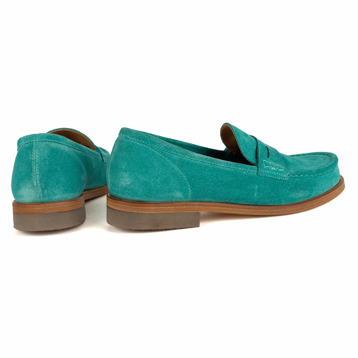 Flexible Ground Contact Earth Tone JANET 98001<br>Malachite suede loafers