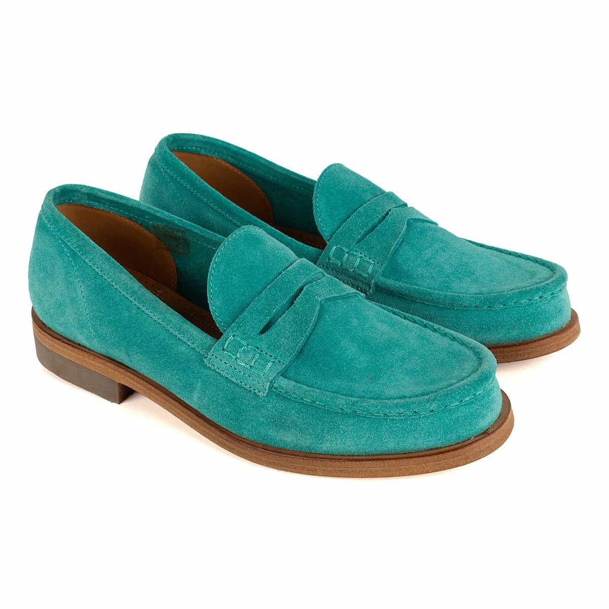 JANET 98001<br>Malachite suede loafers Breathable Perforated Panel