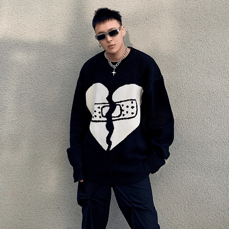 Japanese Lazy Sweater Men'S Band-Aid Small Neckline Jacket pearl accents comfortable for standing