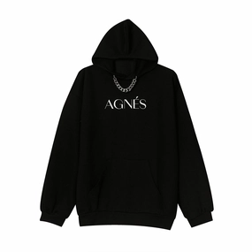 product tag identification Comfort Layering Korean Style Loose Chain Design Sense Wild Letter Couple Hooded Sweater