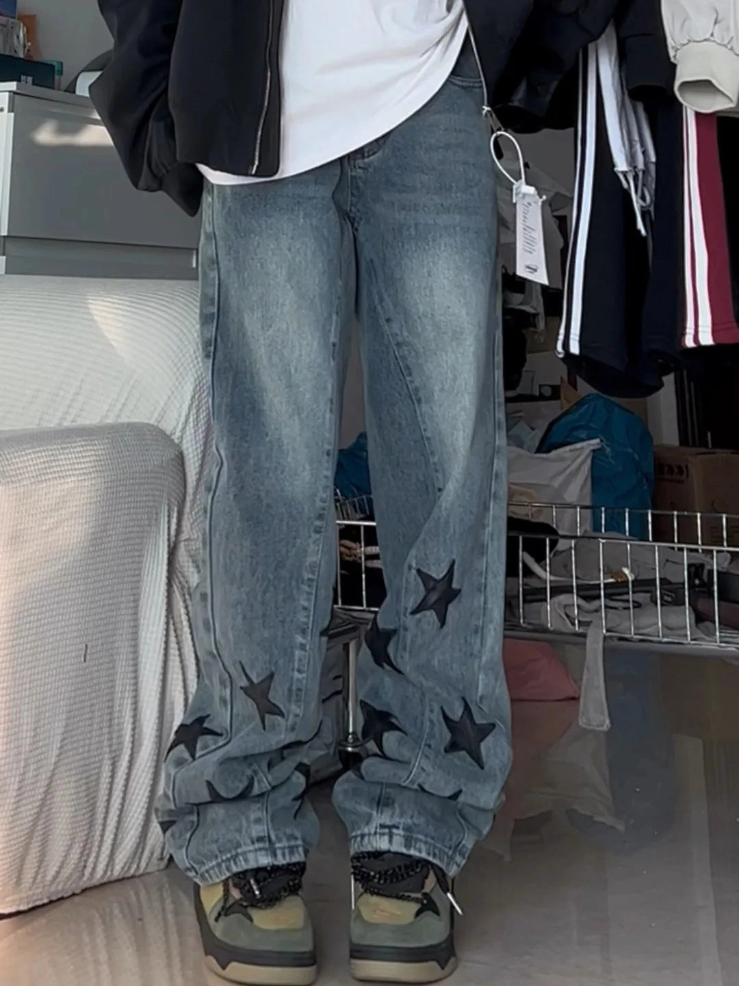 Large Size High Street Vibe Style Jeans Women's Retro Washed High Waist Lightweight Morning Stroll Durable