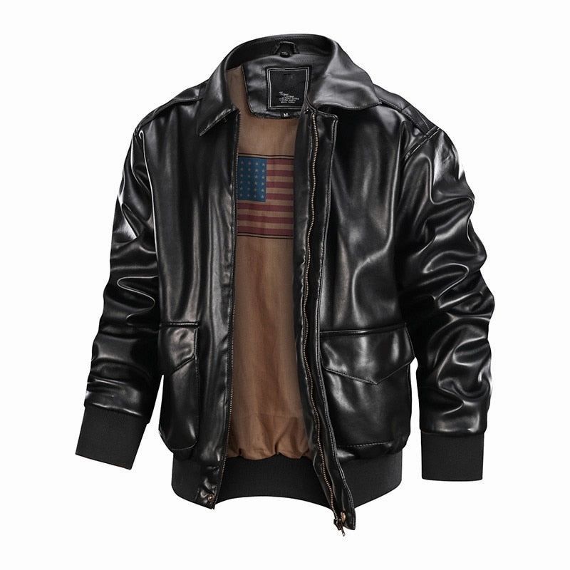 West Louis? American Soft Air Force Pilot Leather Jacket Striped Detail