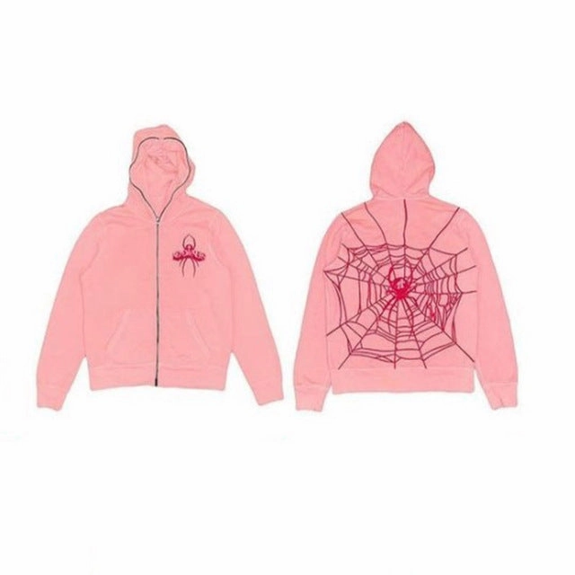 Hip Hop Men Sweatshirt Hoodie Full Back Spider Web Printed S Lounge Fit Trendy Wearable