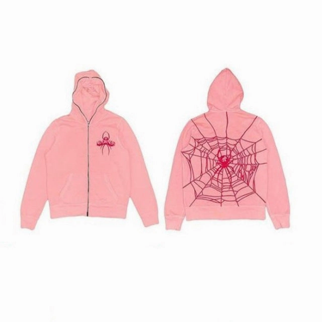 Outdoor Adventure Mass produced Hip Hop Men Sweatshirt Hoodie Full Back Spider Web Printed S