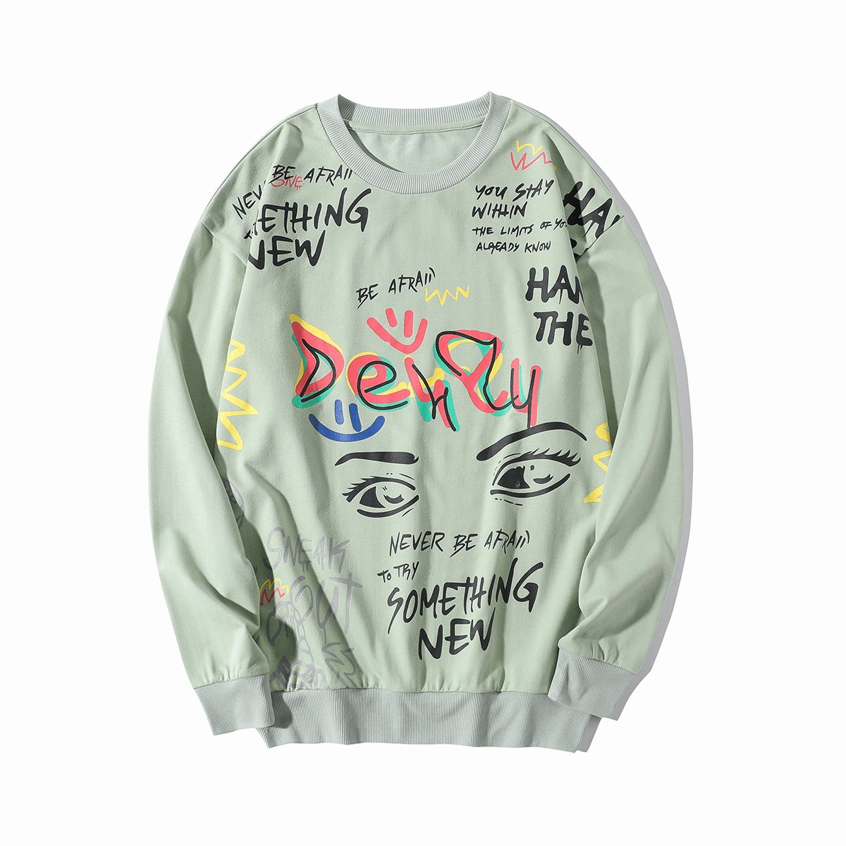 Urban Comfort Printed Men'S Loose round Neck Long-Sleeved Sweater