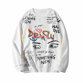 Soft Fabric Daily Wear Printed Men'S Loose round Neck Long-Sleeved Sweater