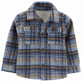 NonChafingEdges Ship Glow Toddler Boys' Blue & Brown Plaid Shacket 2Q310310
