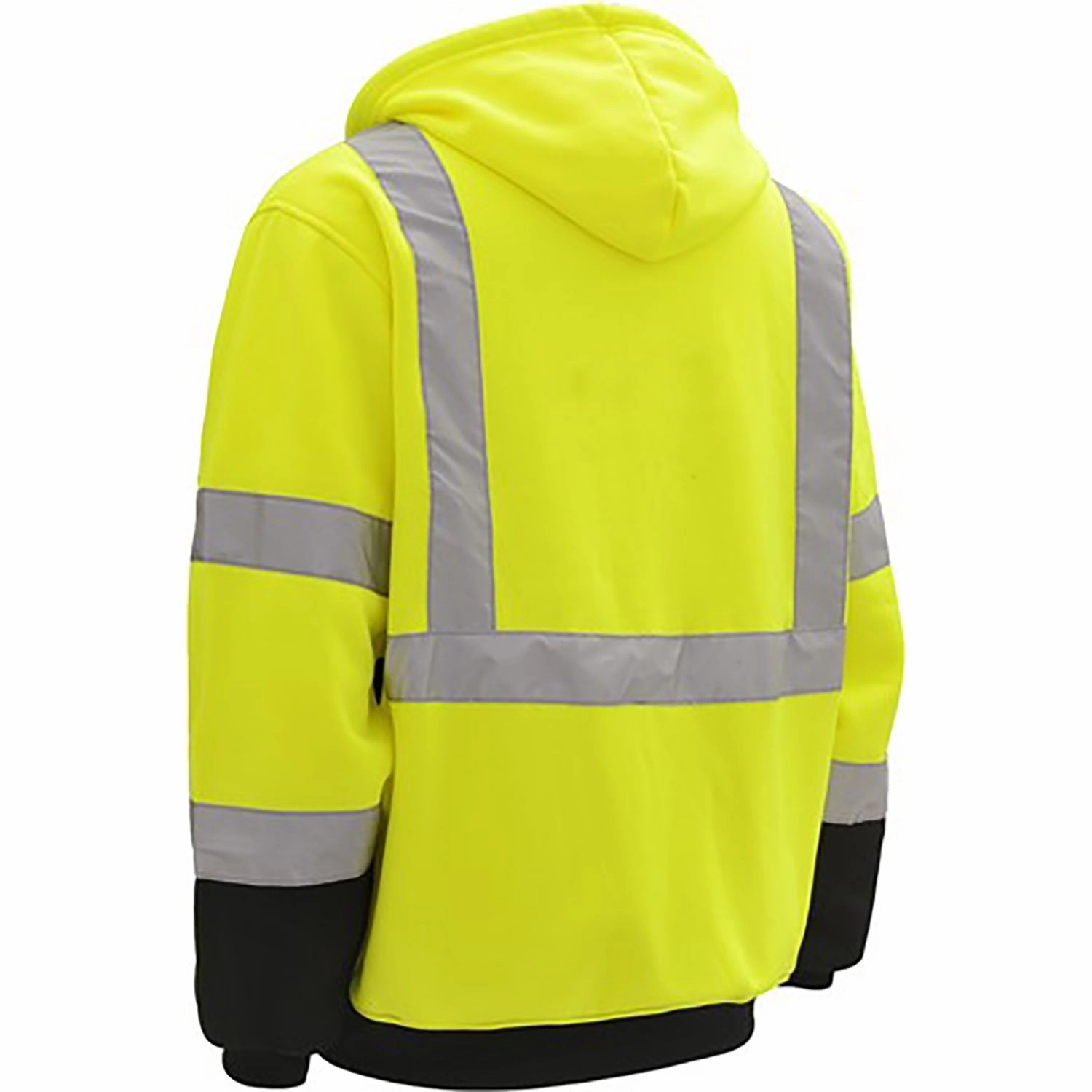 Zoom Proper AdjustableHemline High Vis Class 3 Zipper Front Hooded Sweatshirt with Black Bottom 7003