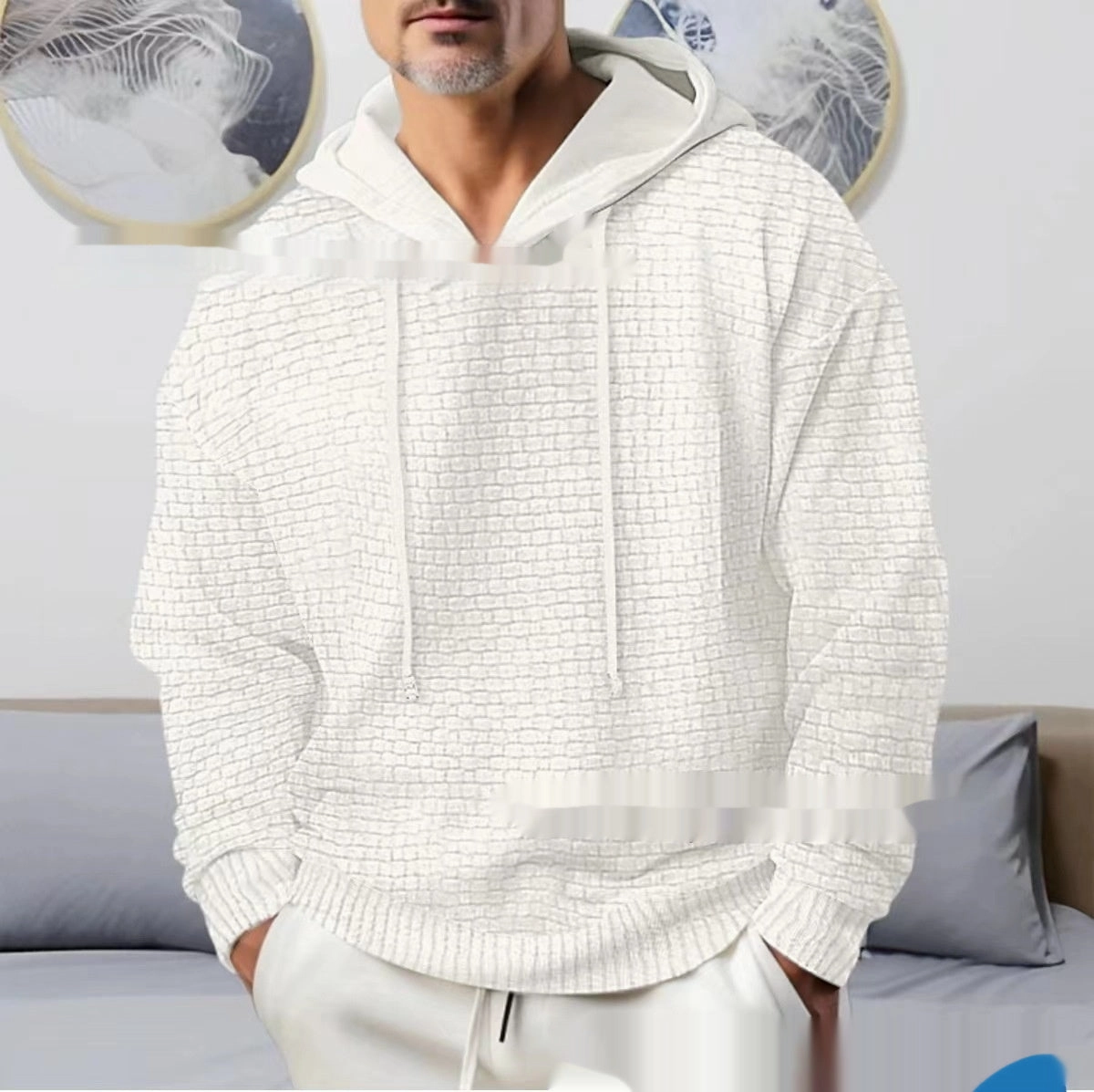 Chilly Weather Suede European And American Men's Jacquard Sweater Hooded