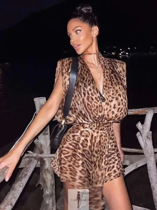 Leopard Summer Mini Dress Deep-Tint