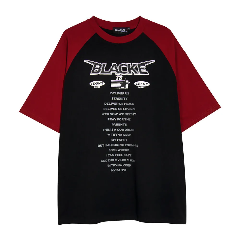 Letter Print Short-sleeve T-shirt Men BreathableMaterial