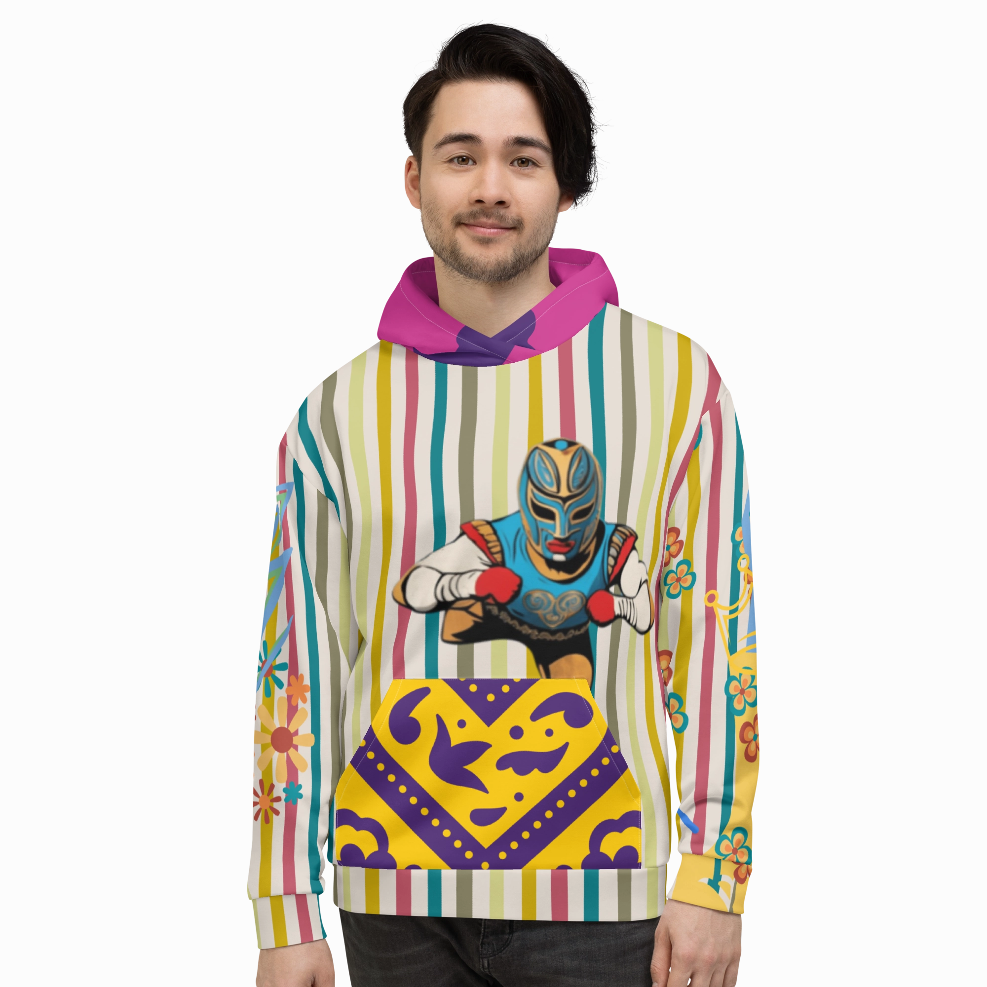 Lucha libre Hoodie Hemmed Detachable parts