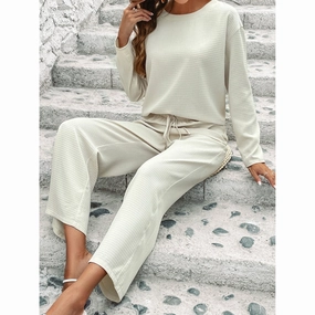 Casual Outdoor Beach Durable Long Sleeved Top Fashion Pants Two-piece Set