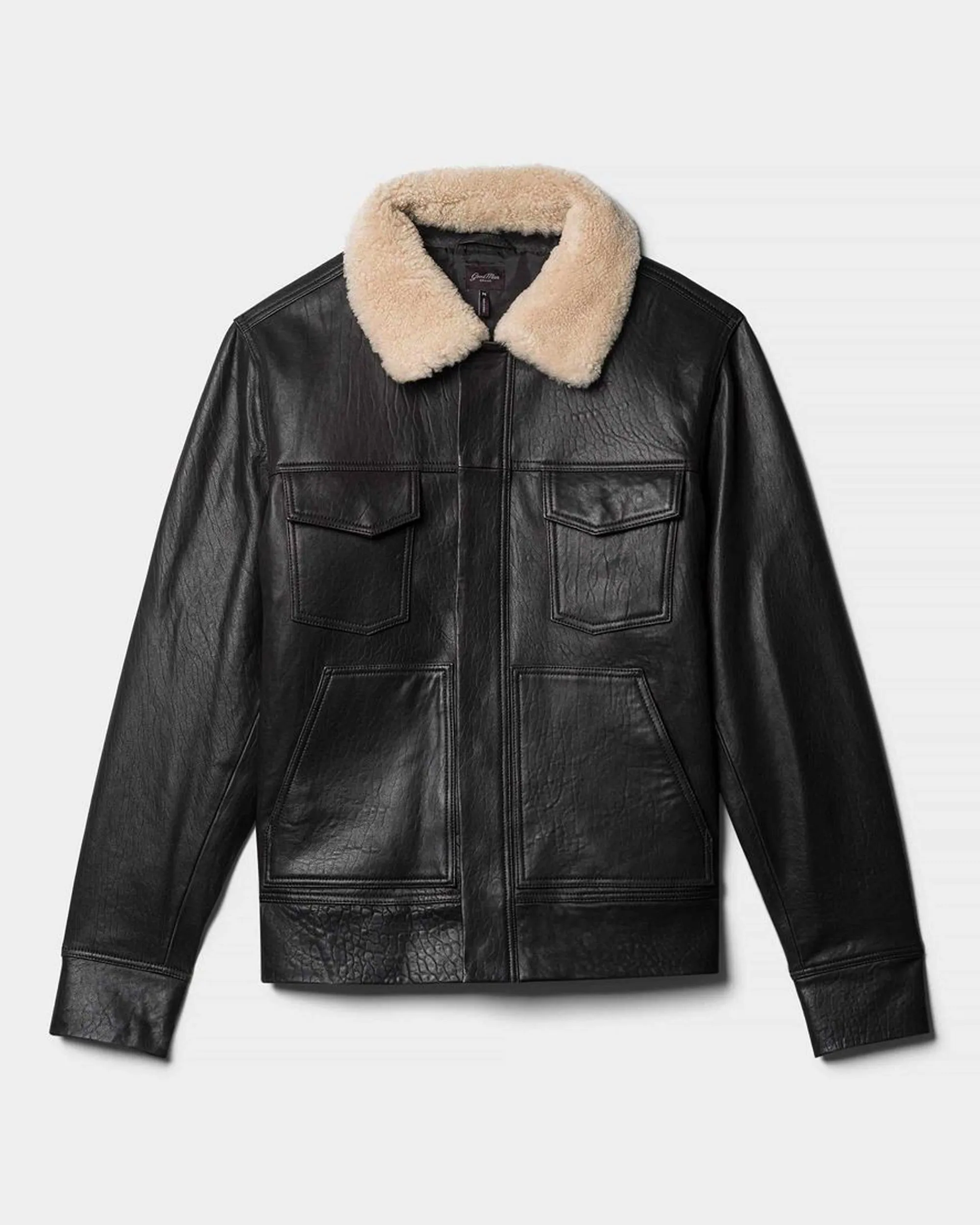 Windbreaker Tech Shearling Collar Trucker Jacket | Responsible Leather