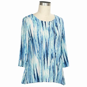 Layered Clothing Women's 3/4 Sleeve Denim Art Print Top 474B