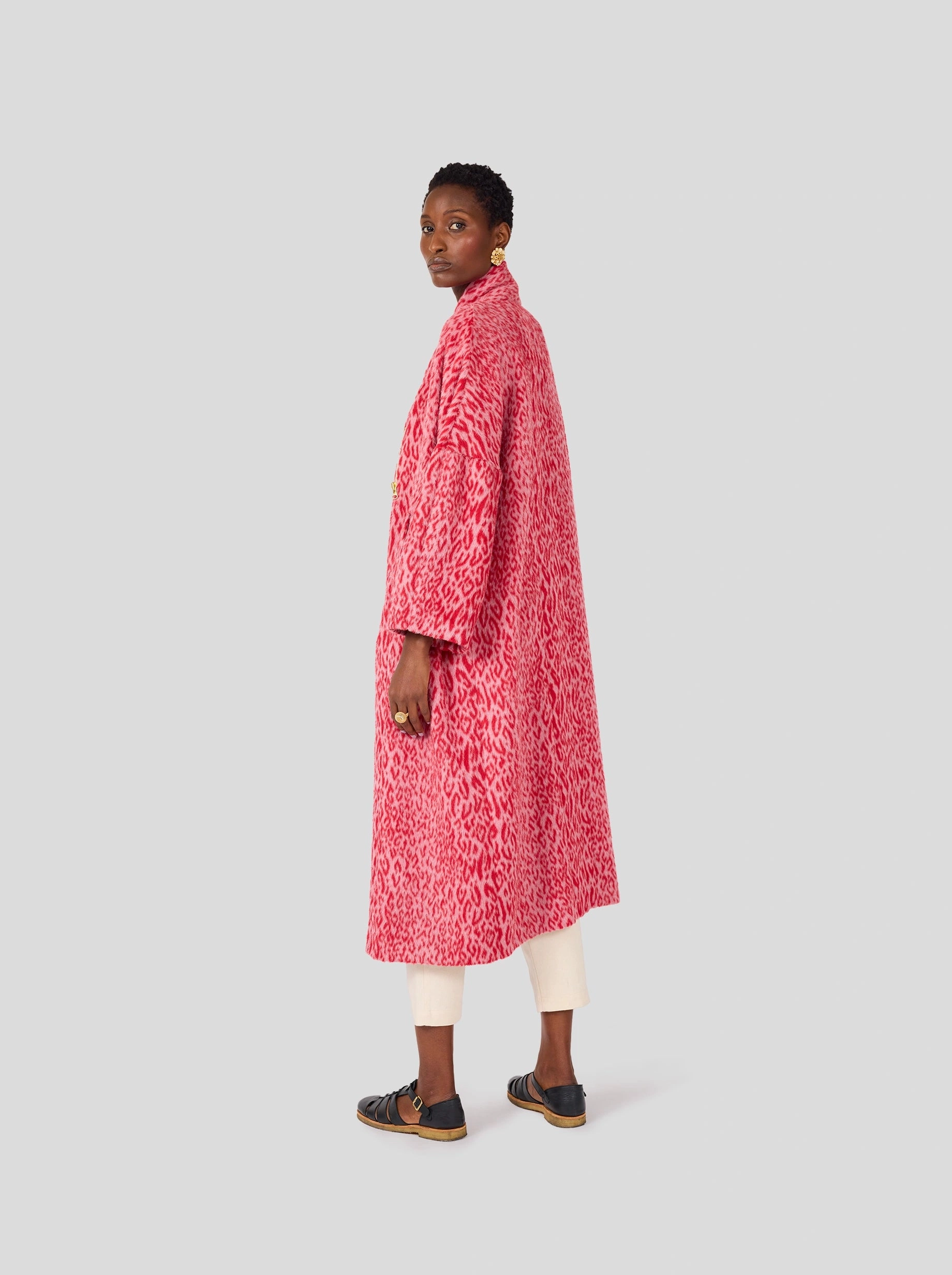 Quick Release Buckle Manteau Eren en lainage l??opard rouge Op??ra