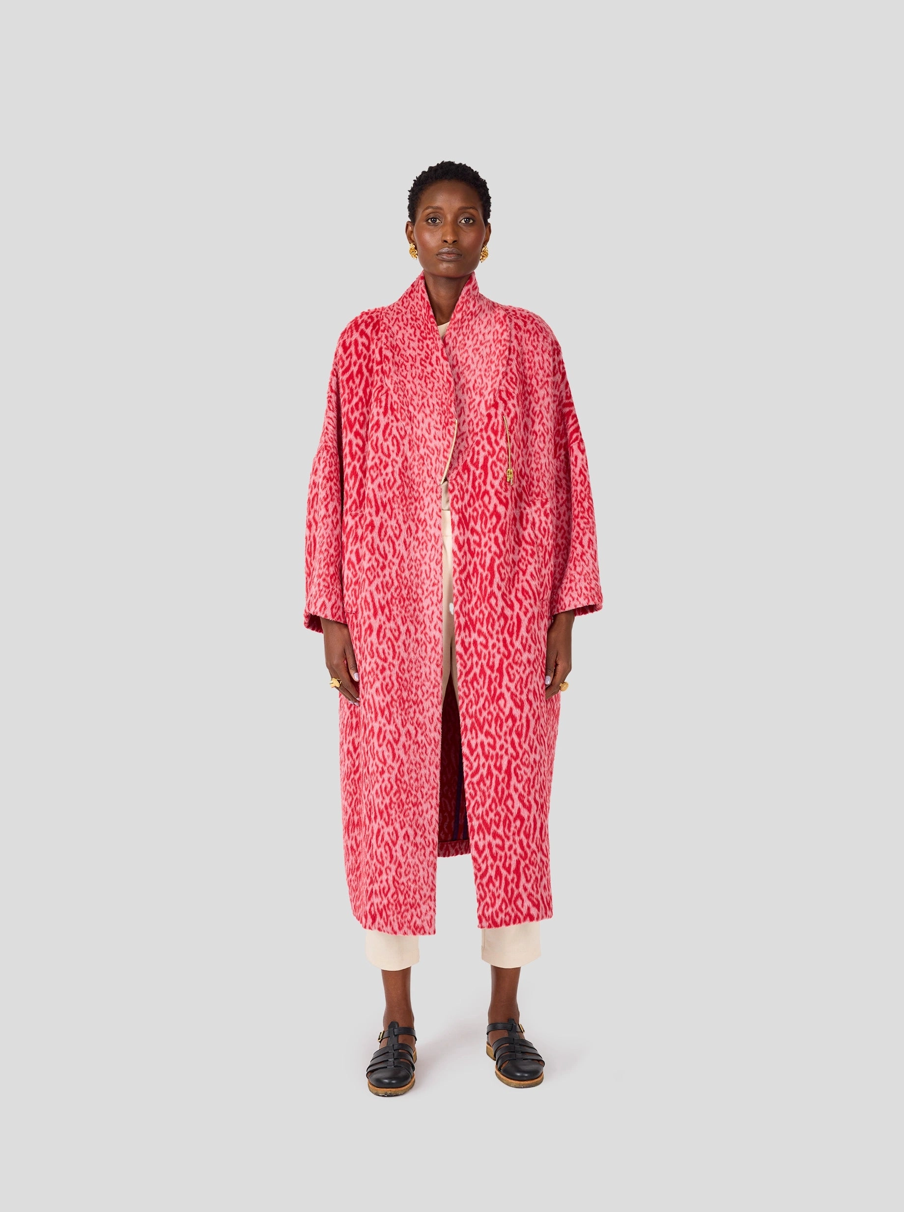 Manteau Eren en lainage l??opard rouge Op??ra UV Block