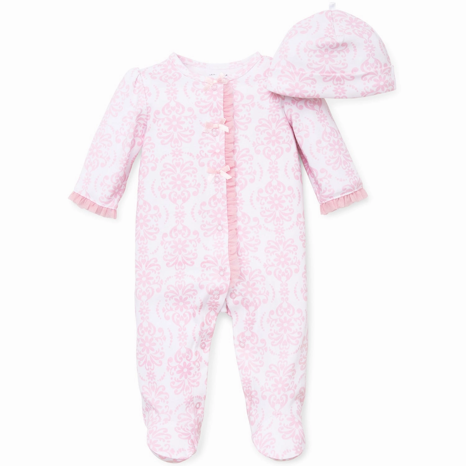 Baby Girl Sleeper and Hat Pink Scroll LBQ03515N Warm Jacket