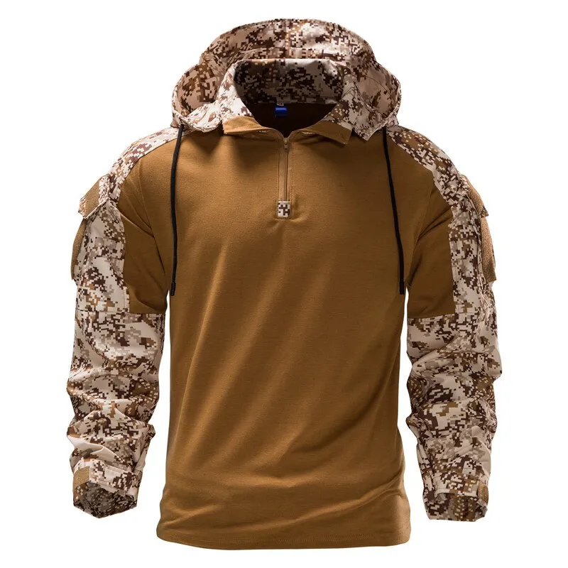 West Louis? Mens Outdoor Military Camouflage Hooded Shirt Casual Touch V neck elegance