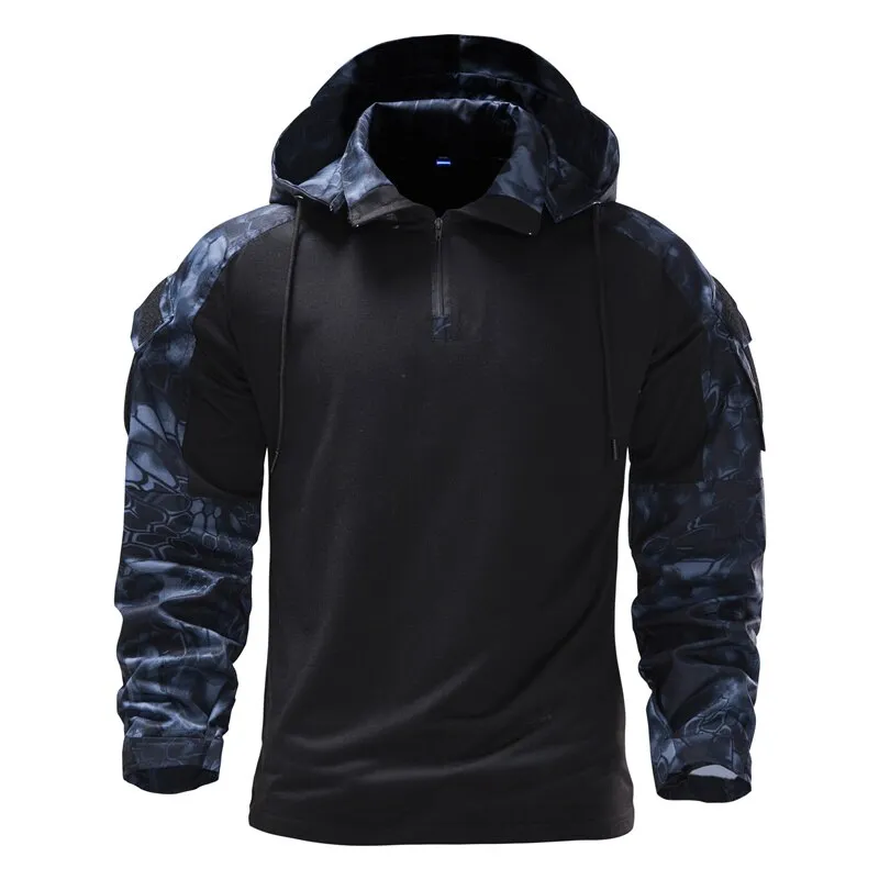 Effortless Layer West Louis? Mens Outdoor Military Camouflage Hooded Shirt