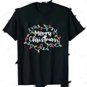 Men T-Shirt Christmas Lights Graphic Party T Light Trend