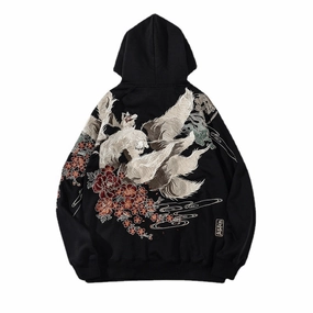 All Season Men'S Hoodie Sweater Chinese Style Full Width Embroidery